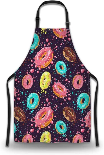 Miniatura 14 de Delantal de Ama de Casa para Mujeres Gato Colorido Abstracto Divertido Delantales para Hombres para Cocina Cocinar Restaurante BBQ Pintura