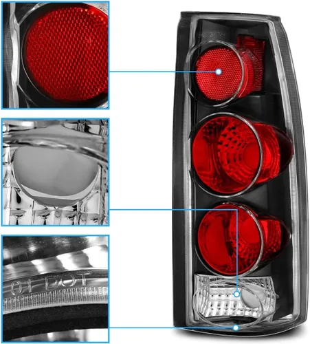 Miniatura 4 de AmeriLite para Chevy GMC [Camion C/K Truck Silverado Sierra Suburban Blazer Tahoe Yukon] Juego de luces traseras de repuesto estilo Euro en negro