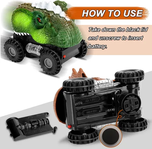 Miniatura 2 de Juguetes de dinosaurio Niskite para niños de 3 a 8 años, coche automático de dinosaurios con linterna LED y sonido dinosaurios, el mejor regalo