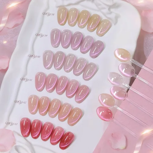 Miniatura 29 de Born Pretty Esmalte de uñas de gel de ojo de gato magnético, esmalte de gel pastel lechoso magnético azul pastel verde púrpura rosa nude plateado