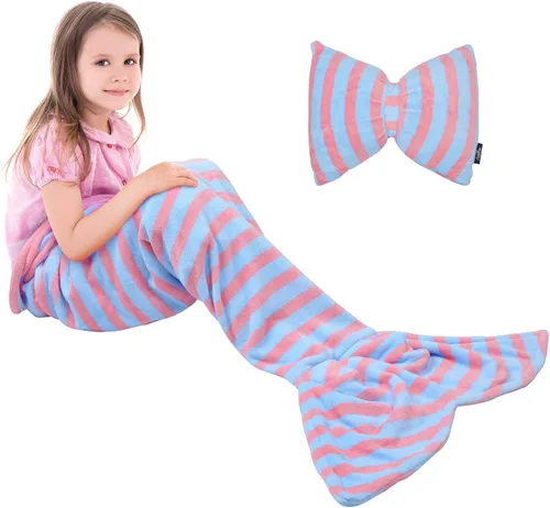 Miniatura 23 de Manta de cola de sirena para niños de Catalonia, manta súper suave de franela para dormir, manta acogedora para niñas, diseño de arco iris, regalo