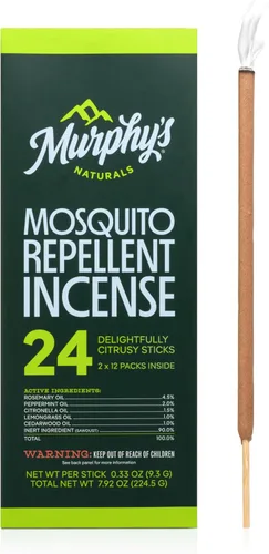 Murphy's Naturals Varillas de incienso repelentes de mosquitos, repelente de insectos con citronela para exteriores, más de 2.5 horas de tiempo de
