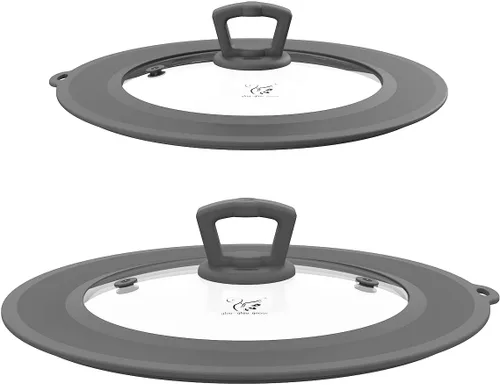 Miniatura 14 de Tapa universal de vidrio templado ventilado para sartén con borde de silicona resistente al calor, cubierta de tapa de salpicaduras de microondas