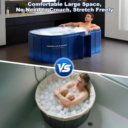 Miniatura 7 de Bañera Portátil para Adultos de 59" Grande Bañera Plegable de Inmersión en Frío Bañera de Hielo Plegable Sin Instalación para Cabina de Ducha, Baño