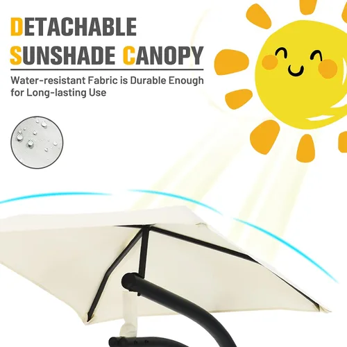 Miniatura 4 de Giantex Tumbona colgante para exteriores, silla hamaca de patio con toldo extraíble, cojín y cuerda anticaída, hamaca colgante de arco para patio