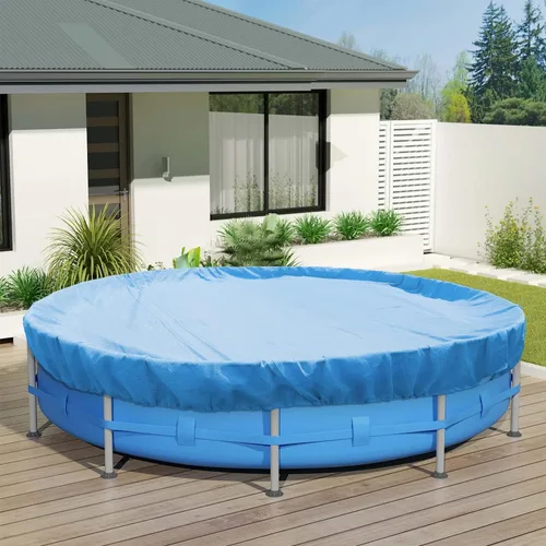 Miniatura 16 de ECOOPTS Cubierta redonda impermeable de poliéster para piscinas sobre el suelo, protector de cubierta de piscina de invierno (6 pies, turquesa)