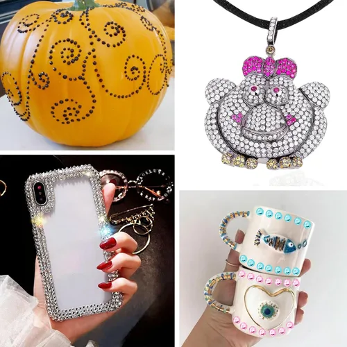 Miniatura 5 de 1250 calcomanías de diamantes de imitación autoadhesivas, gemas de arco iris para cara, cabello, uñas, brillantina, calcomanías de diamantes