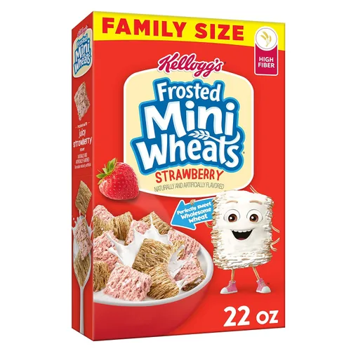 Miniatura 11 de Kellogg's Frosted Mini-Wheats - Cereal para desayuno frío, cereales de fibra, aperitivos para niños, miel dorada (10 cajas)
