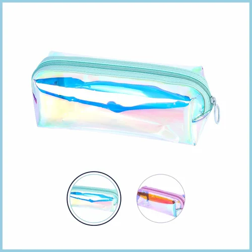 Miniatura 2 de EzPacking - Bolsa de maquillaje transparente holográfica/lindo organizador de cosméticos iridiscente/soporte para lápices de mujer brillante
