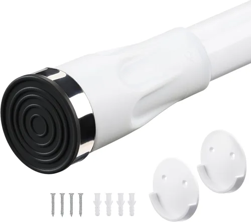 Barra de armario – Barra de armario ajustable de 48 a 82 pulgadas para colgar ropa, postes resistentes para colgar armario con soportes, barra de