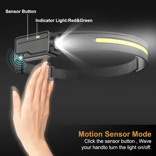 Miniatura 3 de Faro LED recargable impermeable, sensor de movimiento con clips, lámpara de cabeza de haz de 230° de ancho, 6 modos, para adultos, niños