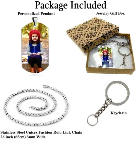 Miniatura 5 de Collar con colgante de foto y mensaje personalizado con etiqueta para perro (etiqueta negra, foto negrablanca), Metal