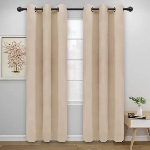 Miniatura 102 de Easy-Going - Cortinas opacas para dormitorio, aislamiento térmico sólido con ojales, cortinas de ventana para reducción de ruido, cortinas