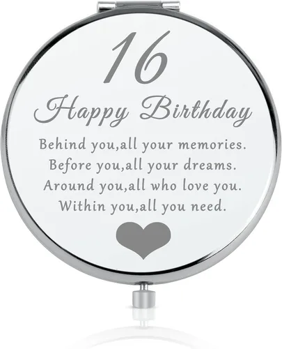 16th Birthday Gift Idea for 16 Year Old Girls, Happy 16th Birthday Gift for Daughter Granddaughter Niece Sister Friends, Double Sided Travel Compact