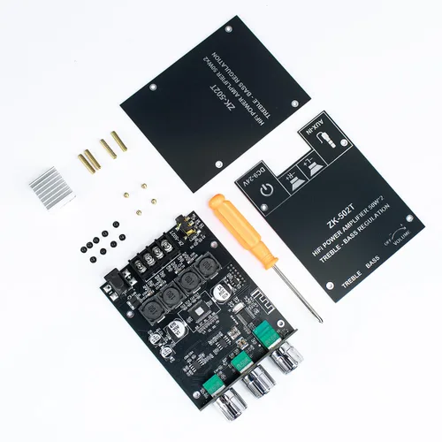 Miniatura 7 de Hosyond ZK-502T - Placa de amplificador Bluetooth 5.0 de 100 W con control de agudos y graves, TPA3116D2 50 Wx2, placa de amplificador Bluetooth