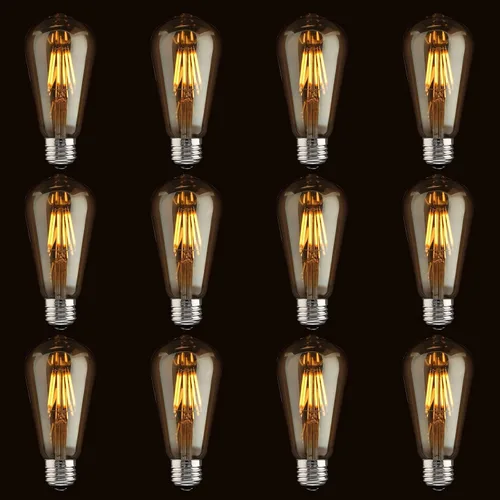Miniatura 9 de ASOKO Paquete de 4 bombillas Edison regulables, bombillas vintage equivalentes a 40 W, 2200 K-2400 K blanco cálido (vidrio ámbar), ST64, base E26