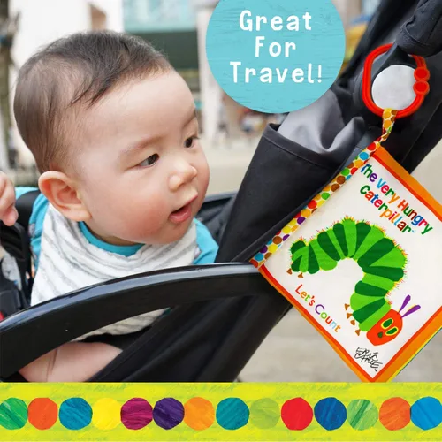 Miniatura 4 de Let's Count Soft Book – Libro sensorial suave de World of Eric Carle the Very Hungry Caterpillar Baby on the Go Clip de dentición arrugado suave