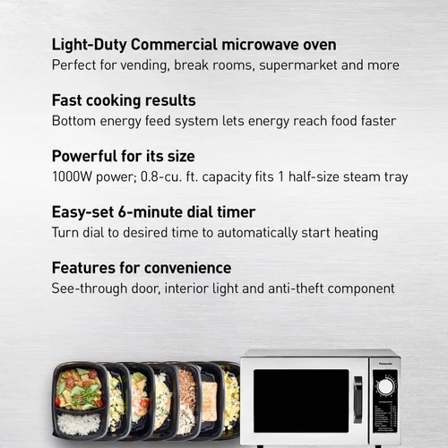 Miniatura 2 de Panasonic NE-1025F - Horno de microondas comercial y compacto para encimera de servicio ligero con temporizador electrónico de botón selector
