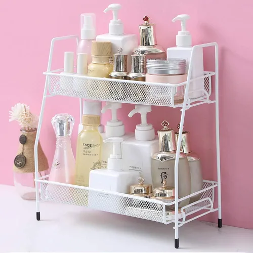 Organizador de especias, organizador de estante de baño de 2 niveles para encimera, organizador de estante de cocina para latas de especias, frascos