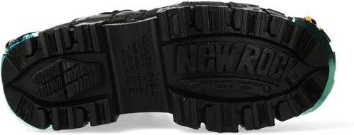 Miniatura 7 de New Rock Botas WALL106-S23 Mujer Metálico Negro Cuero Plataforma Gótica Botas