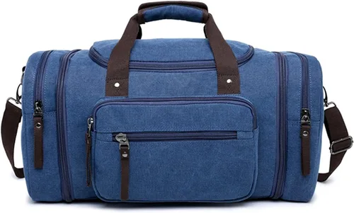 Miniatura 5 de Sechunk Bolso de lona de cuero grande para exteriores, Azul, Simple