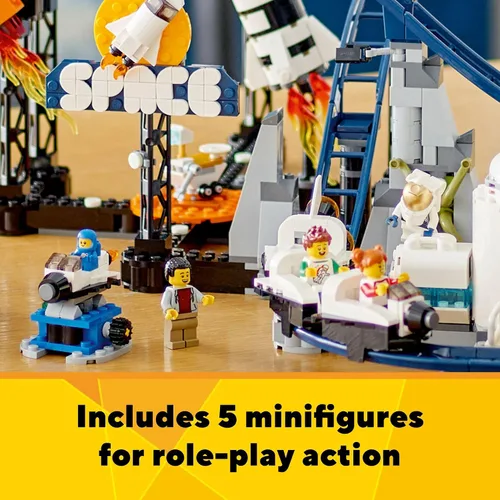 Miniatura 6 de LEGO Creator 31142 - Juego de construcción de montaña rusa espacial 3 en 1 con montaña rusa, torre de caída, carrusel y 5 minifiguras, parque