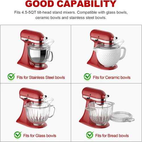 Miniatura 4 de Protector de Vertido para Tazón de Batidora KitchenAid de 4.5-5 Cuartos de Galón (Acero Inoxidable, Vidrio, Cerámica) - Protector contra