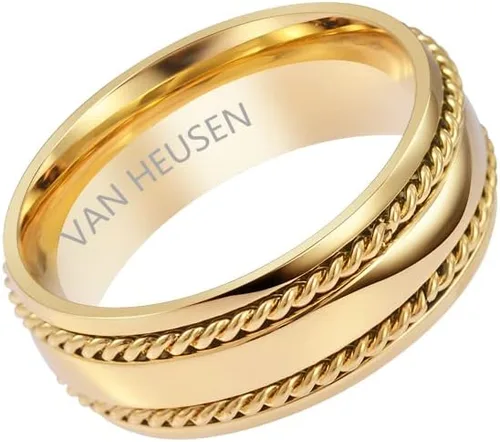 Miniatura 2 de Van Heusen Anillo de boda con incrustaciones de acero inoxidable pulido para hombre