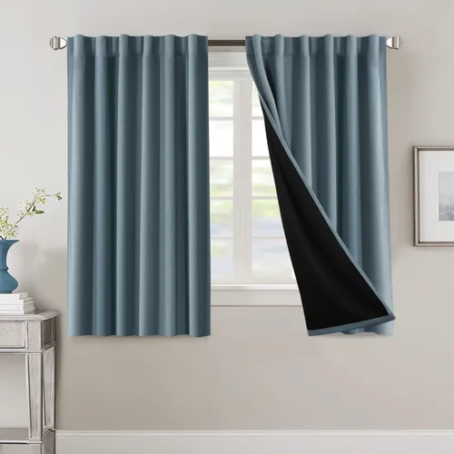 Miniatura 82 de H.VERSAILTEX Cortinas 100% opacas para dormitorio con forro negro, cortinas de oscurecimiento de habitación completa, con aislamiento térmico