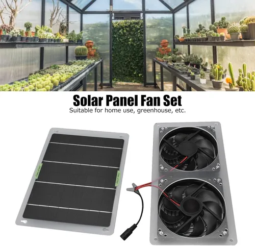 Miniatura 4 de Kit de ventilador solar 100 W 12 V ventilador de escape doble con panel solar para áticos pequeños gallineros invernaderos escape de ventana