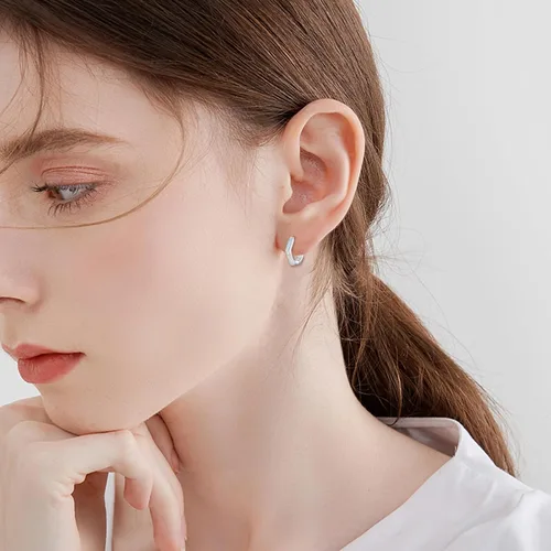 Miniatura 2 de Aretes de ópalo de plata de ley 925 geométrica hexagonalestrellaclip de papel, aretes de aro blanco ópaloconcha de abulón, regalo para mujeres