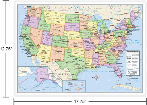 Miniatura 3 de Mapa de escritorio de Estados Unidos y el mundo (laminado de 13 x 18 pulgadas) para estudiantes, uso doméstico o en el aula por Lighthouse