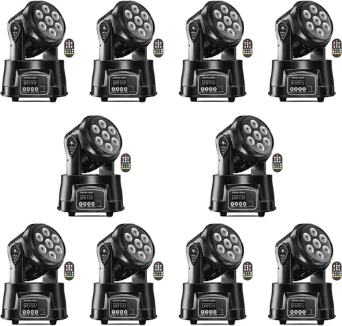 Miniatura 11 de U`King Luz de cabeza móvil RGBW LED Efecto de iluminación de escenario, 7 x 10 W, cabezales móviles, luces de lavado por DMX y control remoto
