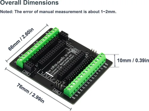 Miniatura 6 de para ESP32 Placa de ruptura 30 pines GPIO 1 en 3 Placa de expansión Bloques de terminal de 3.81mm 0.15" para módulo ESP32 ESP-WROOM-32 ESP32-DevKitC