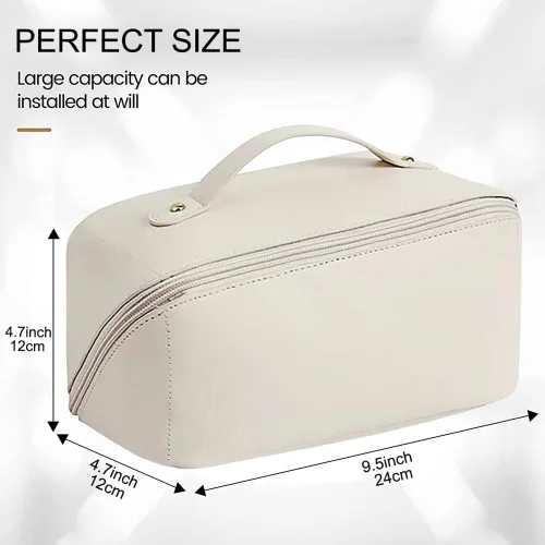 Miniatura 4 de Niumike Bolsas de cosméticos de viaje de gran capacidad para mujer, de piel sintética, pequeña, bonita, bolsa de maquillaje, bolsas de maquillaje