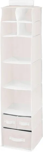 Miniatura 7 de mDesign - Organizador de almacenamiento para barra de guardarropa, 7 estantes, 3 cajones