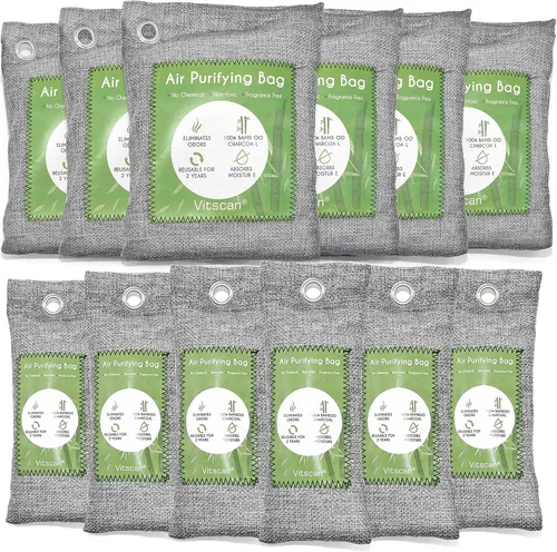 Miniatura 2 de Paquete de 24 bolsas purificadoras de aire de carbón de bambú, bolsas de carbón activado, absorbente de olores, absorbente de humedad, ambientador