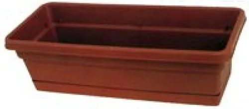 Miniatura 4 de Southern Patio Caja de ventana con borde enrollado de 18" con bandeja adjunta, terracota