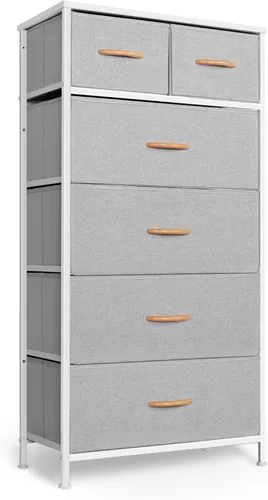 Miniatura 15 de Mifuro - Cómoda alta para dormitorio, torre organizadora de almacenamiento vertical con 7 cajones, cómoda con contenedores de tela, marco de acero