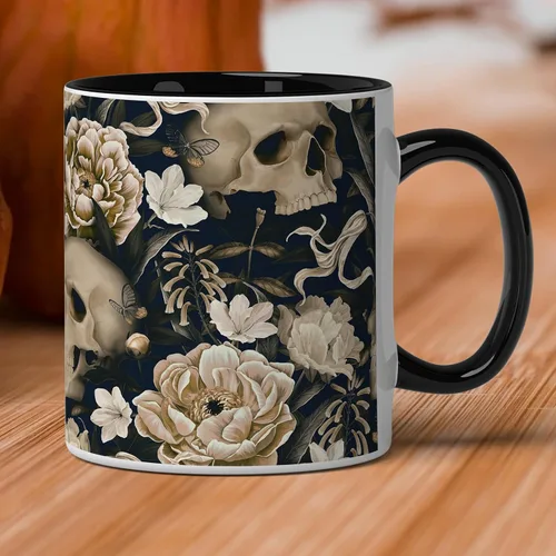 Miniatura 2 de GotPrint Tazas de calabaza con temática de calavera oscura de Halloween, taza de café de cerámica, regalos de Halloween para mujeres, hombres