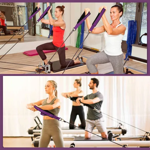 Miniatura 6 de Correas TOBWOLF para Pilates - Correas de doble bucle con anilla en D para Reformer, acolchadas, para entrenamiento en casa o en el gimnasio Púrpura
