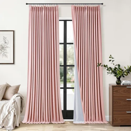 Miniatura 23 de Cortinas opacas plisadas de lino beige y blanco de 90 pulgadas de largo para dormitorio o sala de estar, juego de 2 paneles, oscurecimiento