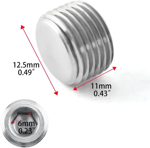 Miniatura 4 de SDTC Tech Paquete de 5 accesorios de enchufe de tubería 1/4 "NPT macho rosca 304 de acero inoxidable interno hexagonal adaptador avellanado