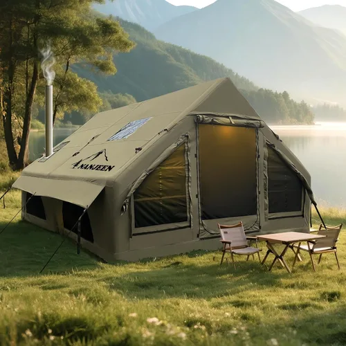 Miniatura 9 de Tienda de campaña inflable de lujo grande, resistente al viento y a la lluvia, interior de 12 ㎡, refugio para 2 a 10 personas, configuración rápida
