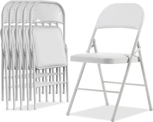 Miniatura 10 de Simpli-Magic Paquete de 6 sillas plegables acolchadas negras con cojín, sillas plegables de metal duradero para bodas en interiores y exteriores