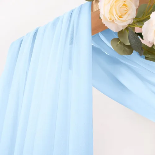 Miniatura 2 de MLMC 1 panel de tela para arco de boda azul bebé, 29 x 20 pies, cortinas de gasa extralargas transparentes de 6.6 yardas, paneles de cortinas