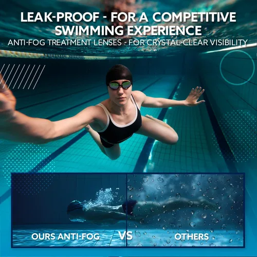 Miniatura 3 de KALA - Gafas de natación antivaho para adultos, gorro de natación y clip para la nariz incluidos, gafas de natación polarizadas UV, gafas