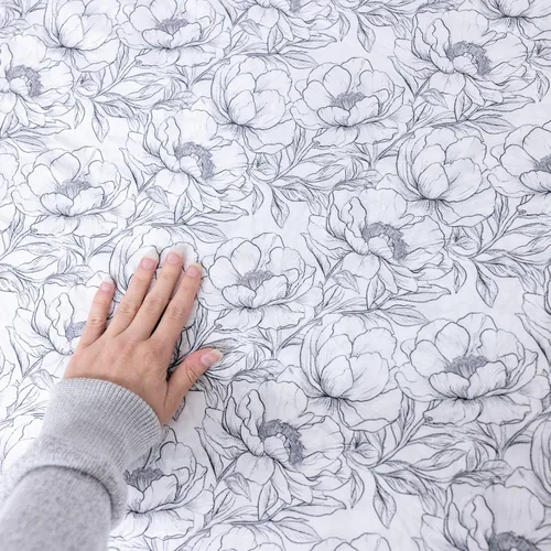 Miniatura 7 de Juego de sábanas con estampado floral en blanco y negro para cama individual – Juego de 3 piezas de sábanas florales súper suaves con sábana bajera