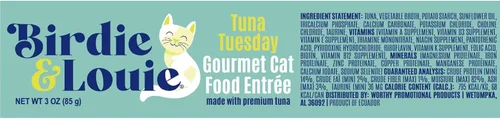 Miniatura 3 de Birdie & Louie Tuna Tuesday Comida húmeda para gatos Platos gourmet, copos en caldo, 3 onzas (36 latas)