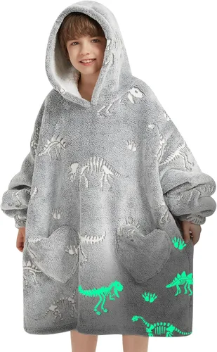 Miniatura 27 de Fiosnow Manta con Capucha de Dinosaurio para Niños Pequeños de 2 a 6 Años, Sudaderas con Capucha Extragrandes para Niñas y Niños